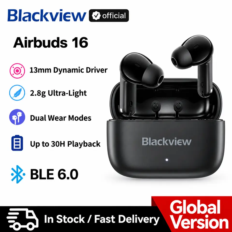 New Blackview Airbuds 17 TWS Earphones ANC&ENC Dual Noise Control 10mm Dynamic  Driver 400mAh Wireless Bluetooth Headphones - 2