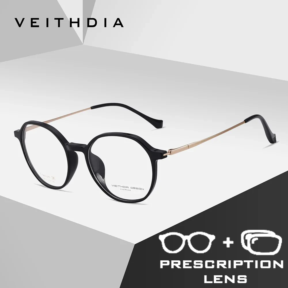 VEITHDIA Brand New Customizable Prescription Glasses Optical Power Titanium Alloy Frame Myopia Eyeglasses For Male Female P71680