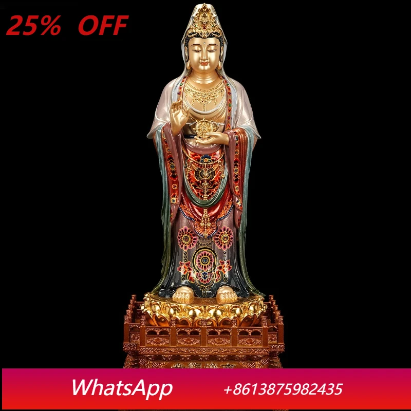 

LTT Enamel All Bronze Nanhai Guanyin Bodhisattva Buddha Statue Household Guanyin Buddha Statue Bronze Statue