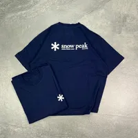 Japanese Fashion Trendy Brand Short-sleeved T-shirt Joint Leisure Outdoor Camping Print Cotton  Women Snow Peak Summer