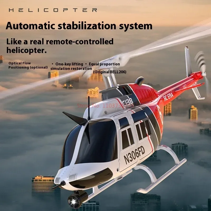 C138 Remote-controlled Helicopter Model Bel 206 Crash Resistant Real Aircraft Model Beginner's Small Helicopter