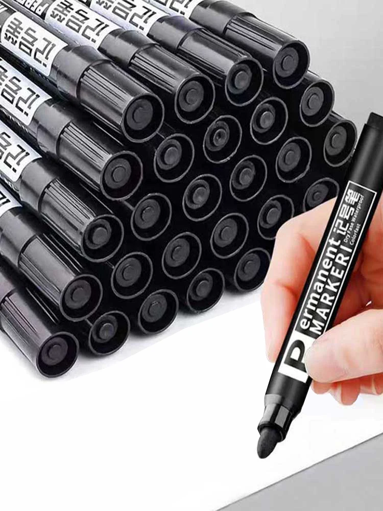 10 Oil-based Marker Pens Black Line Marking Pens Waterproof and Non Fading Express Delivery Large Headed Pens Non Erasable