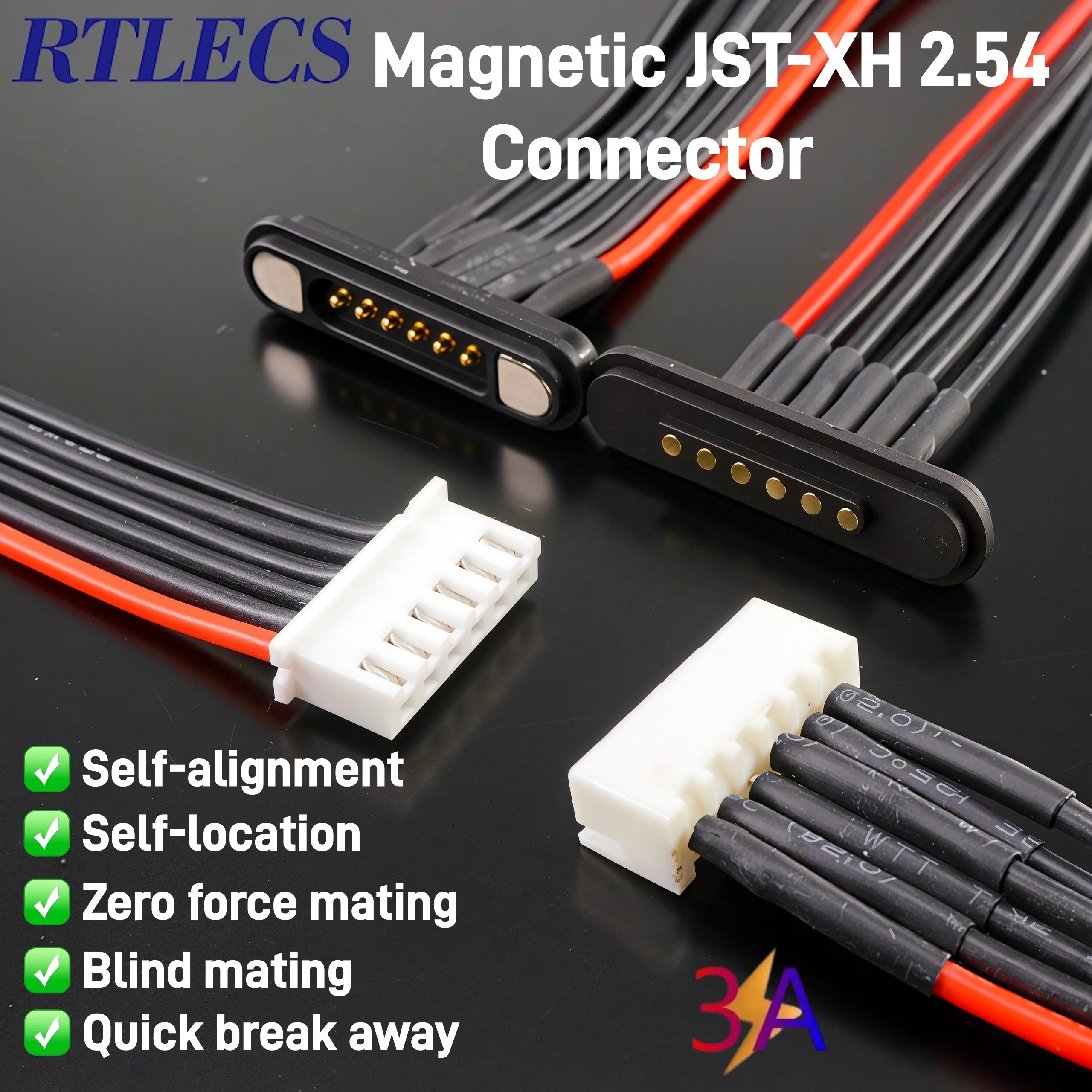 JST XH Magnetic PogoPin Connector 22AWG Silicone Balance Wire Extension Lead Cable 2-7S Male Female for RC Battery Charger 2/3A
