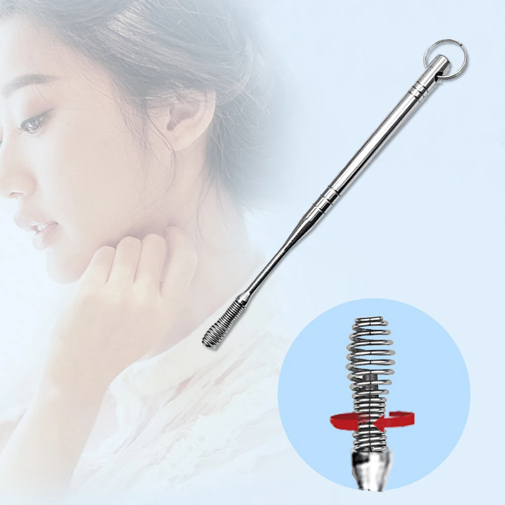 1Pc Stainless Steel Spiral Ear Pick Spoon EarWax Removal Cleaner Ear Care Beauty Tool Multi-function Portable with Ear Care Tool