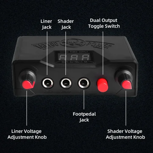 Imagen 2 del producto Kit de pluma de tatuaje rotativa, Pedal de fuente de alimentación de tatuaje con aguja de cartuchos de 10 Uds para principiantes, juego de máquina de tatuaje profesional