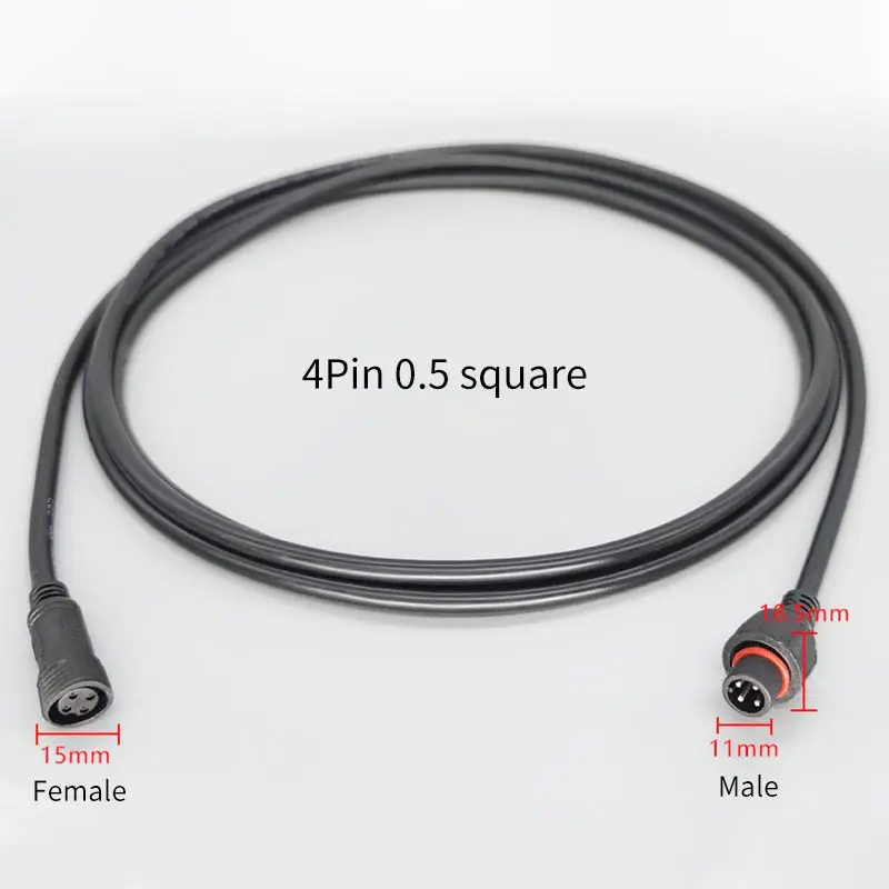 2Pin 3Pin 4Pin Male Famale Plug Cable 1M/3M/5M Waterproof IP67 Extension Electric Wire Connector Outdoor Lighting Connector