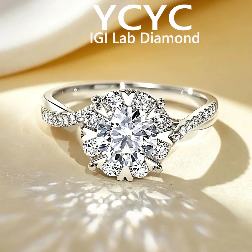 Solid 18K White Gold Ring Round Cut Solid IGI Lab Grown Diamond Ring DE VS1 Wedding & Engagement Ring Gift