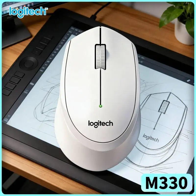 Logitech M330 Silent Plus Mouse Wireless USB Receiver 2.4GHz Weak Frame for Desktop Laptop Office Area Desk Pad