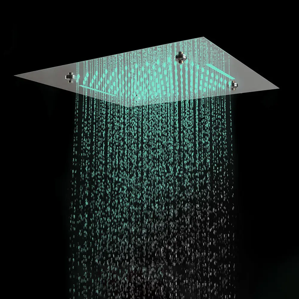 スマートLEDシャワーヘッド レインフォール レインマッサージ サーモスタット式 隠蔽型 浴室セット ポリッシュ仕上げ 天井取り付け レインフォール サーモスタット式