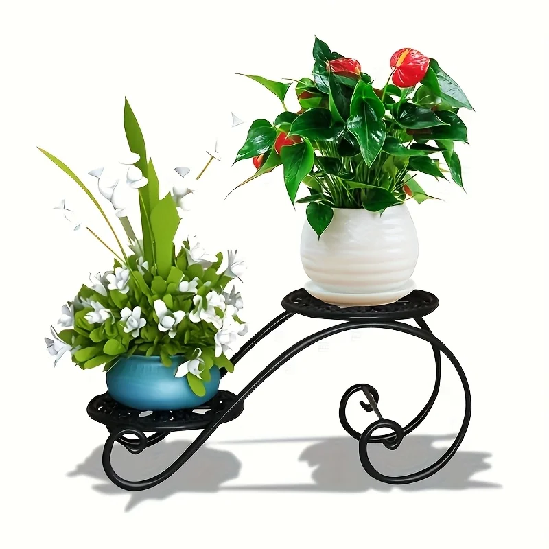 

1pc, Double Deck Flower Stand, Hanging Pot Rust-proof Classic Metal Irregular Plant Stand Indoor And Outdoor Can Be Bonsai Other