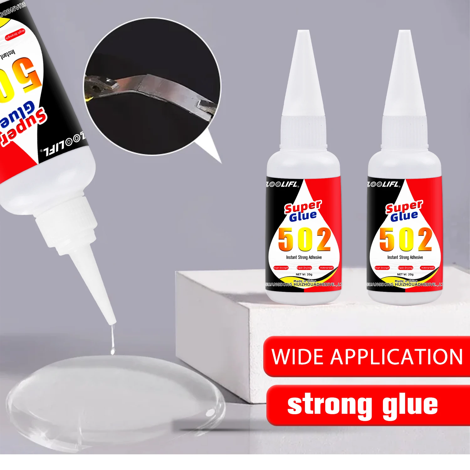 

LOOLIFL Super glue 502, high-strength fast drying cyanoacrylate adhesive used for leather, rubber, wood, and metal glassceramics