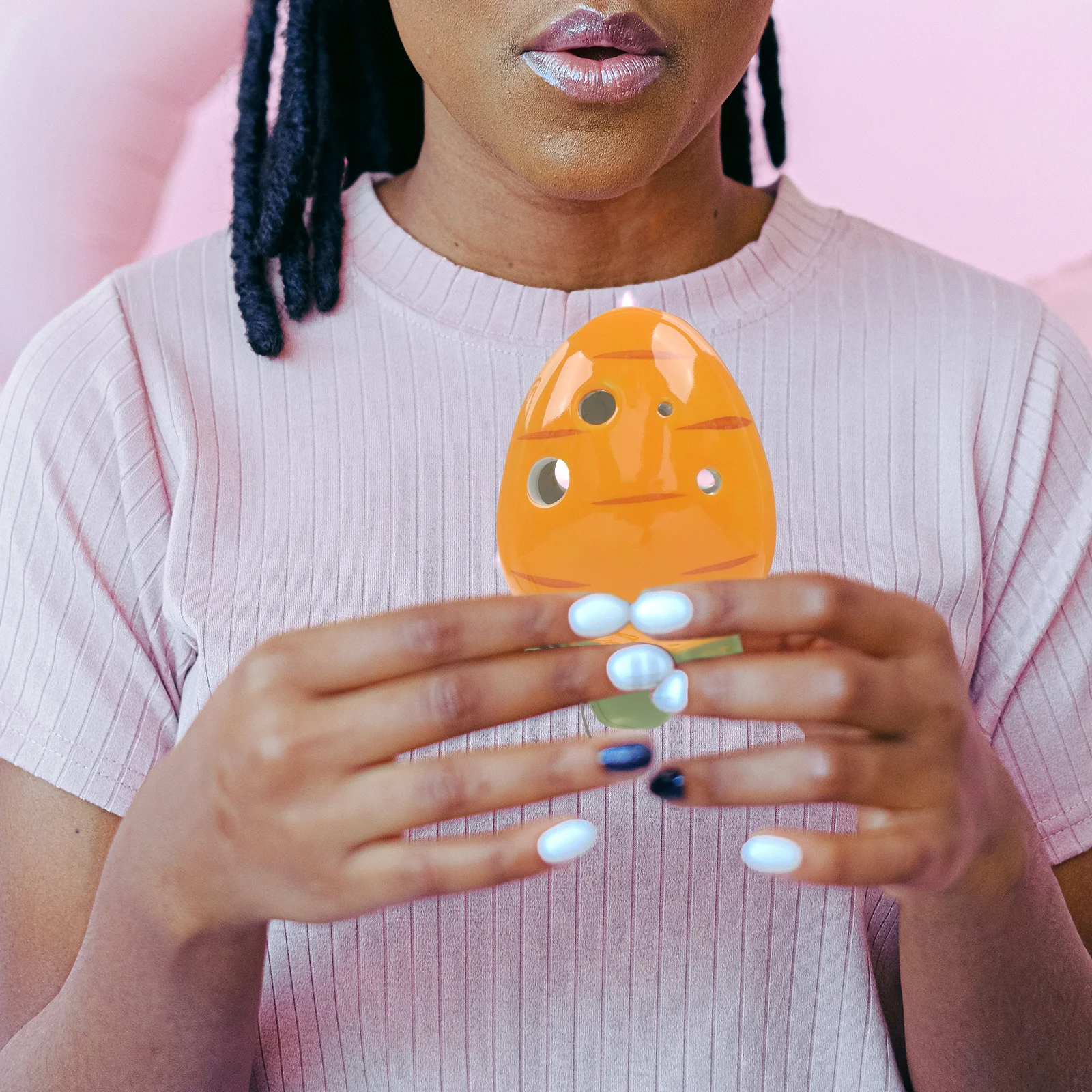 

Carrot Shaped Ceramic 6 Holes Ocarina Instrument Beginner Practice Portable Small Wind Instrument for Kids and Family