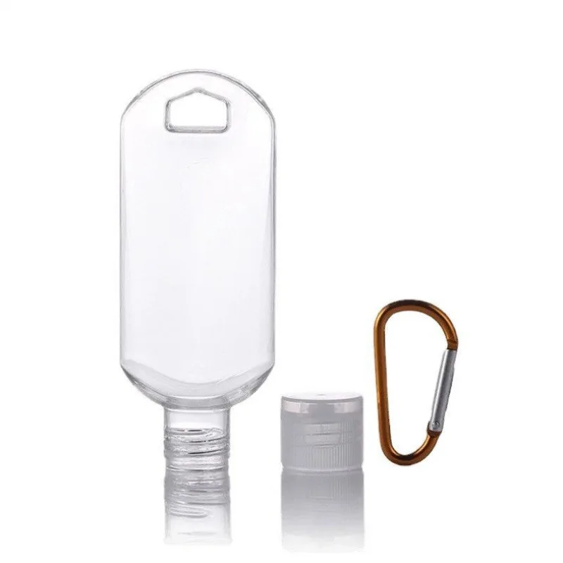 50Ml Upside Down Mountaineering Buckle Love Model Leaf-shaped Hand Sanitizer Bottle Portable Plastic Bottle