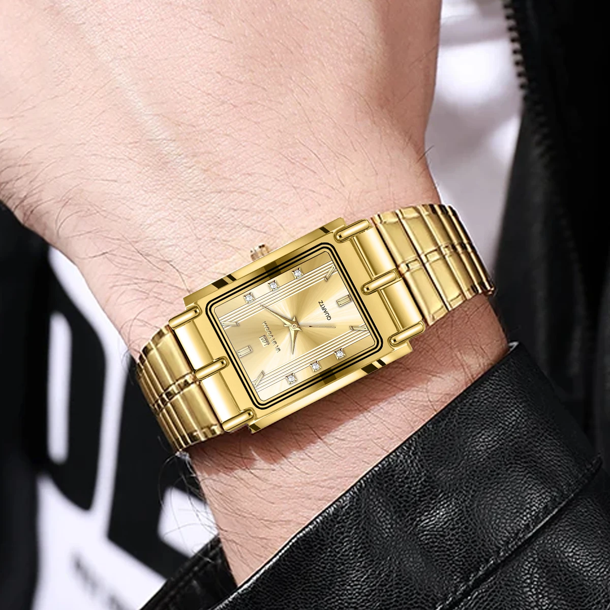 VA VA VOOM брендовые кварцевые часы мужские деловые стильные квадратные из нержавеющей стали великолепные водонепроницаемые часы со стразами 3 бара reloj hombre