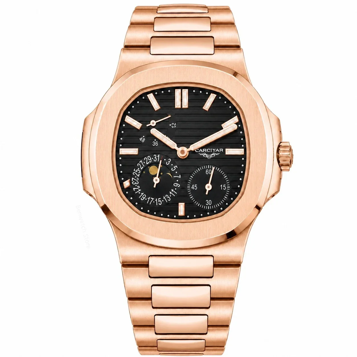 41 mm Men's Automatic Mechanical Watch with 904L Stainless Steel Case, Full-Featured World Time