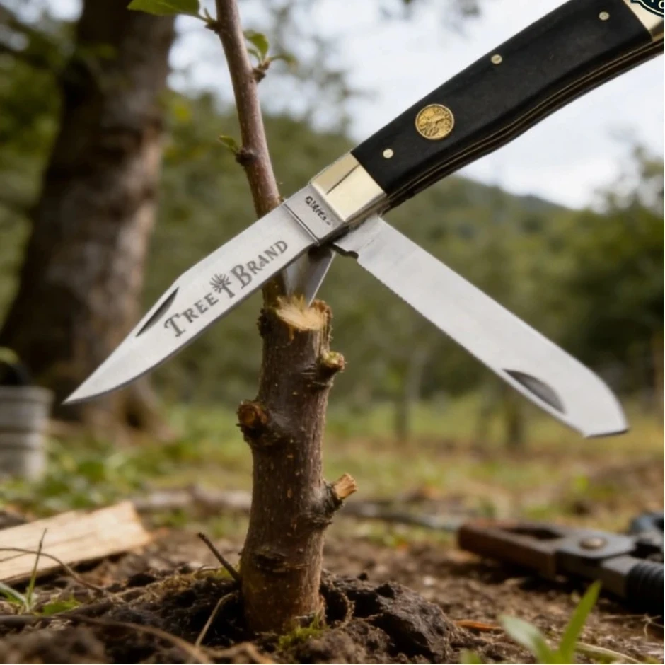 Dual Grafting Knife – 7Cr17MoV+440 Mirror Blade + White Copper & Ox Bone – Garden, Budding, Pruning