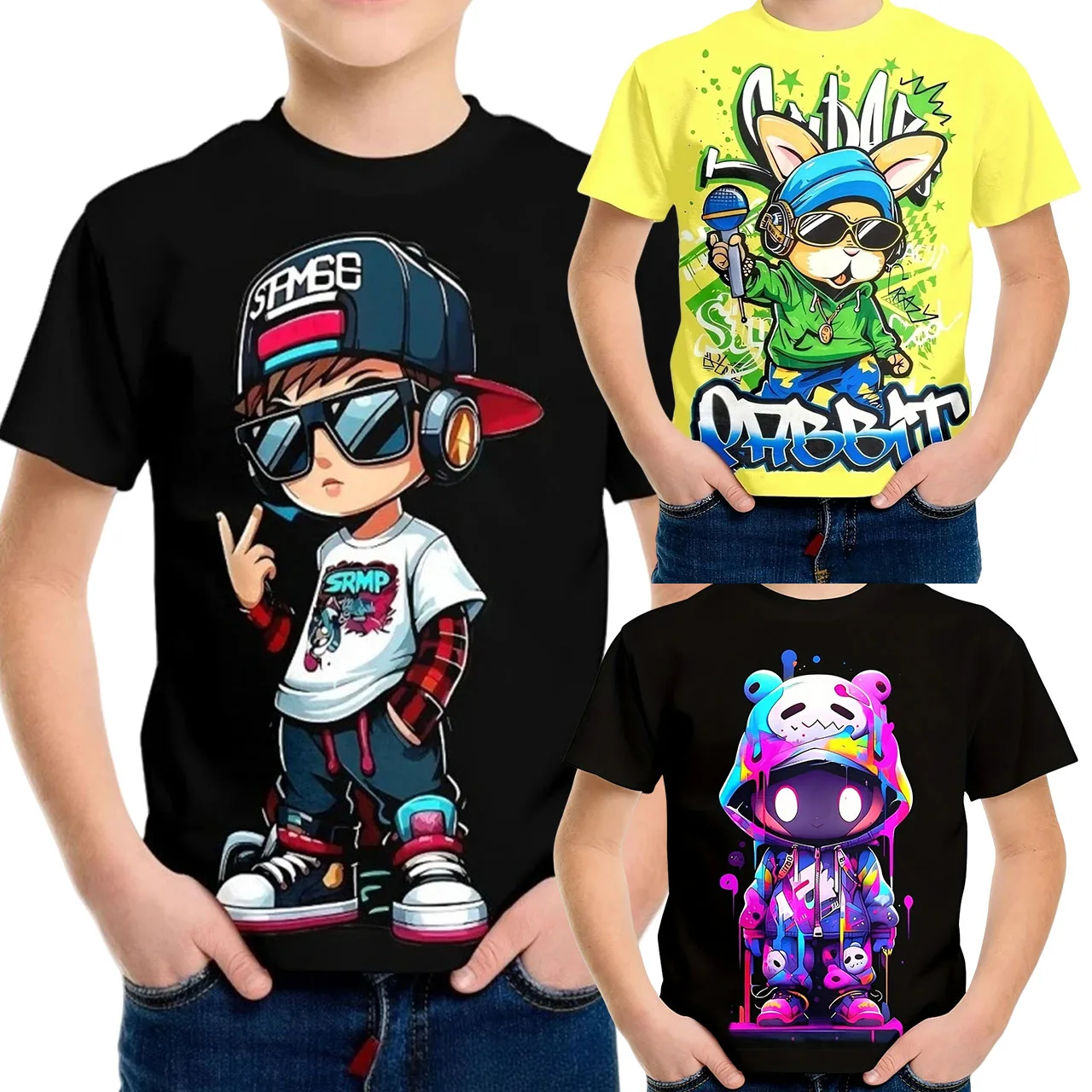 

New Children's/adult Fashion 3D Digital Printed Short Sleeved T-shirt for Outdoor Sports Leisure Fast Drying Breathable T-shirt