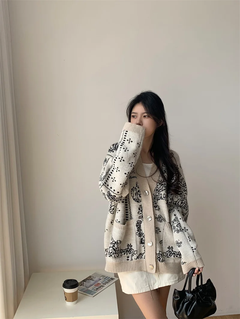 

Sarebon-Small Fragrant Knitted Cardigan, Retro Lazy Style, Design Sensation, Small Crowd, New Coat, Top Trend, Spring, 2024