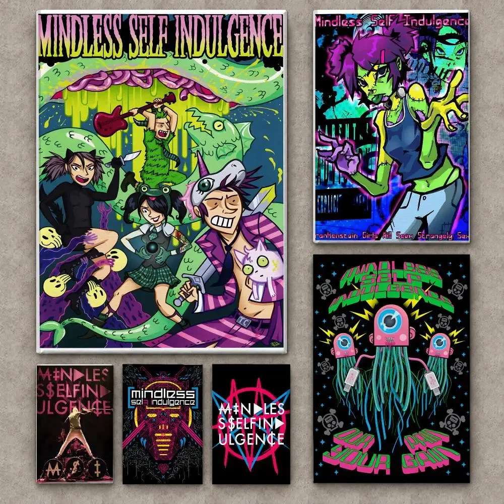 M-Mindless S-Self I-Indulgence band Poster Framed Canvas Wall Art Gallery Wrapped Ready to Hang Living Room Bedroom Home Decor