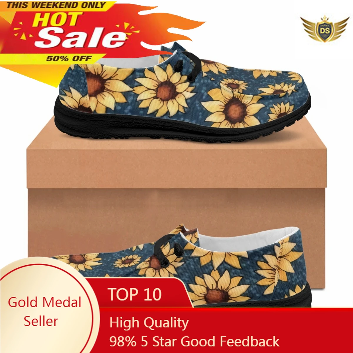 

Summer Casual Flat Shoes Slip On Dude Shoes Sunflower Design Men Loafers Popular Exquisite Gentleman Business Shoes