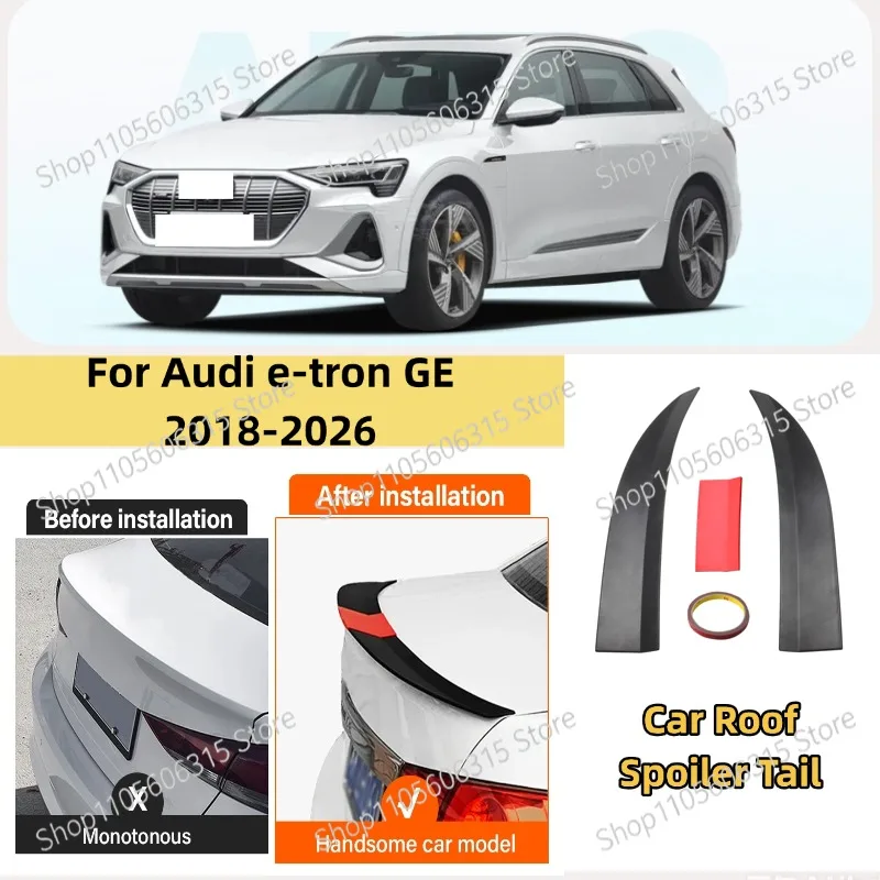 For Audi e-tron GE 2018-2026 3-Section ABS Rear Trunk Spoiler 115-125cm Adjustable Sports Decor Top Wing Car Exterior Parts