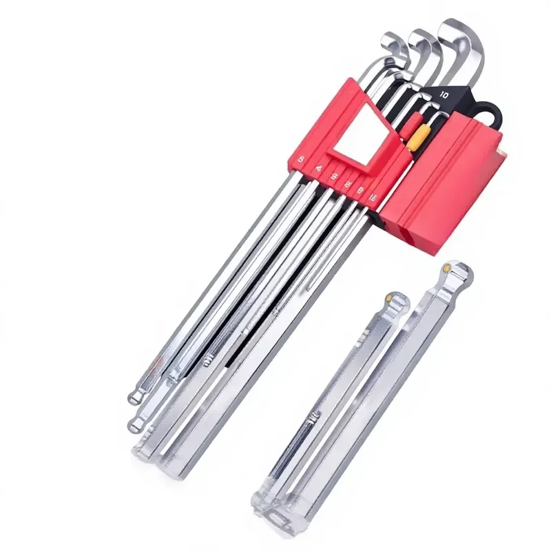 Metric Ball-End Extra-Short Bent Hex Key Set (1510mm) Chrome Plated Chromium-Vanadium Steel 9-Piece