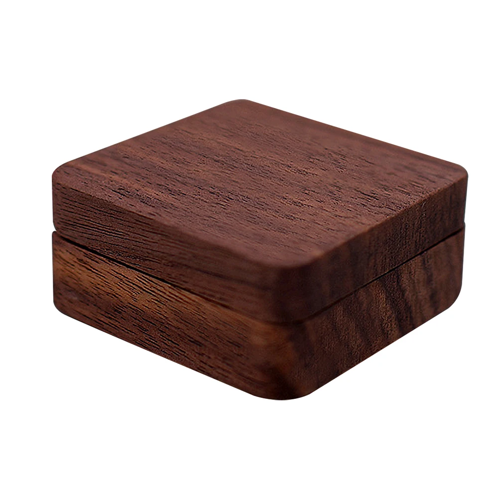 

Solid Wood Ring Box Proposal Case Jewelry Holder Storage Container Small Bride Wooden Bearer Rings Tray Elegant Wedding