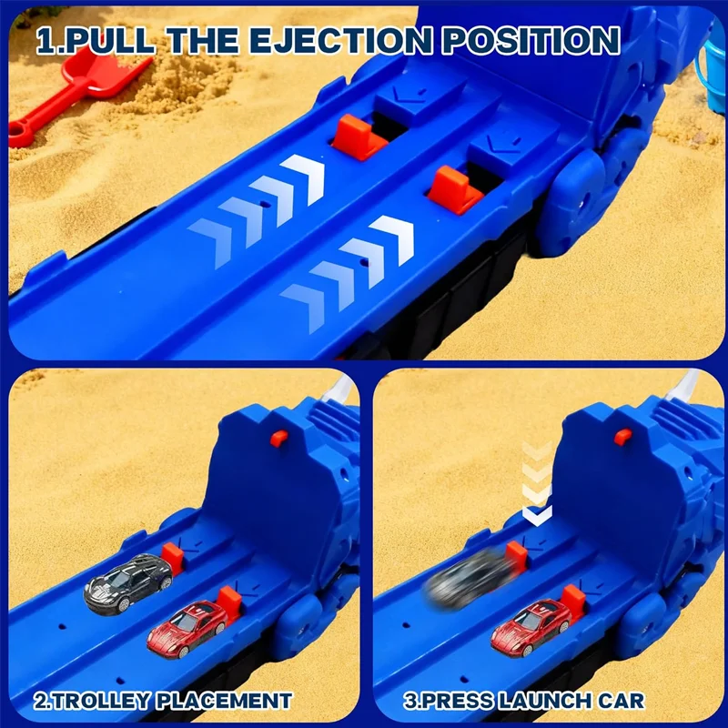 ألعاب شاحنات قابلة للطي على شكل ديناصور مطورة للأطفال من سن 3 إلى 8 سنوات تتضمن 12 قاذفة سيارات صغيرة وهدايا لعب داخلية للأولاد والبنات