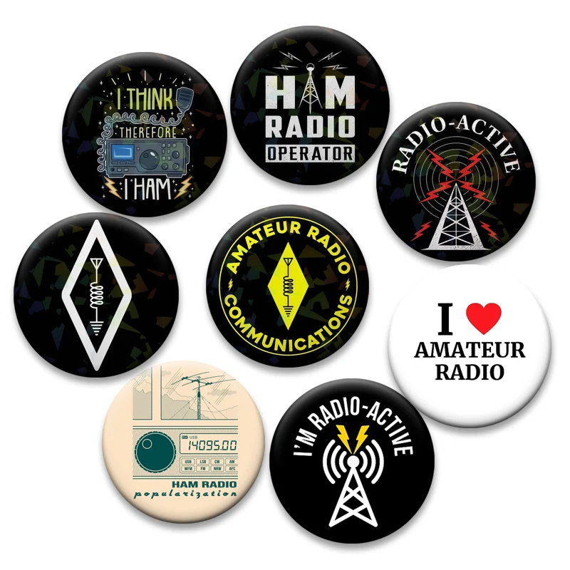 58mm Amateur Radio Cool Badge Round Creative Brooches for Backpack Accessories Jewelry Gifts Daily Stylish Ornament Button Pins