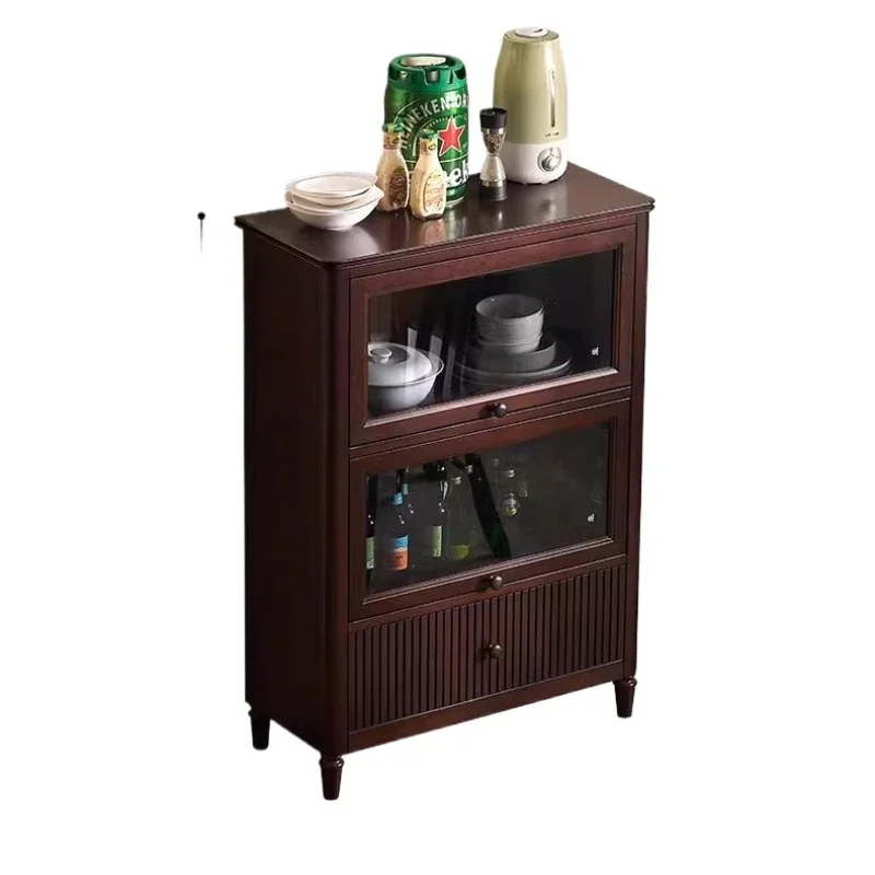 

American dining side full solid wood wine cabinet side cabinet simple modern retro storage cabinet
