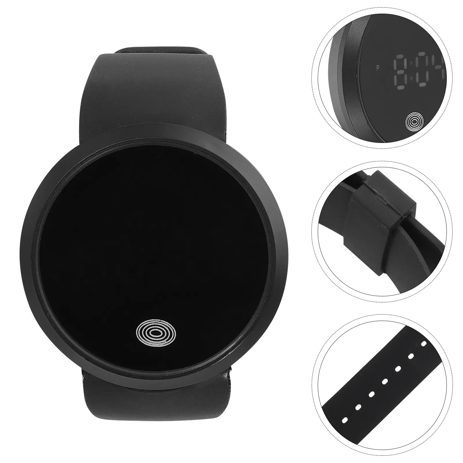 Electronic Alloy PU Wristband LED Touch Screen Digital Wrist Watch Black Unisex Fashion Couple Watch Christmas Gift