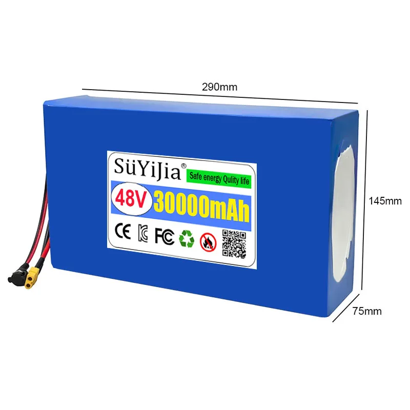 48V 30Ah 13S6P 21700 Lithium Battery Pack with Built-in BMS Protection 1200W 1440W Including 54.6V 2A Charger