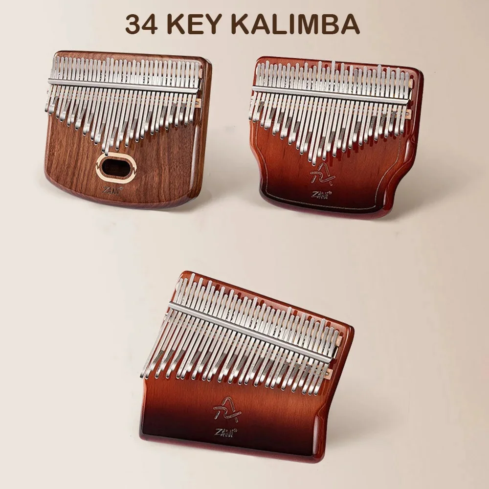 34 Keys Kalimba Thumb Piano Veneer Beech Wood 34 Key Kalimba Finger Piano Musical Instrument with Storage Box Music Lover Gifts