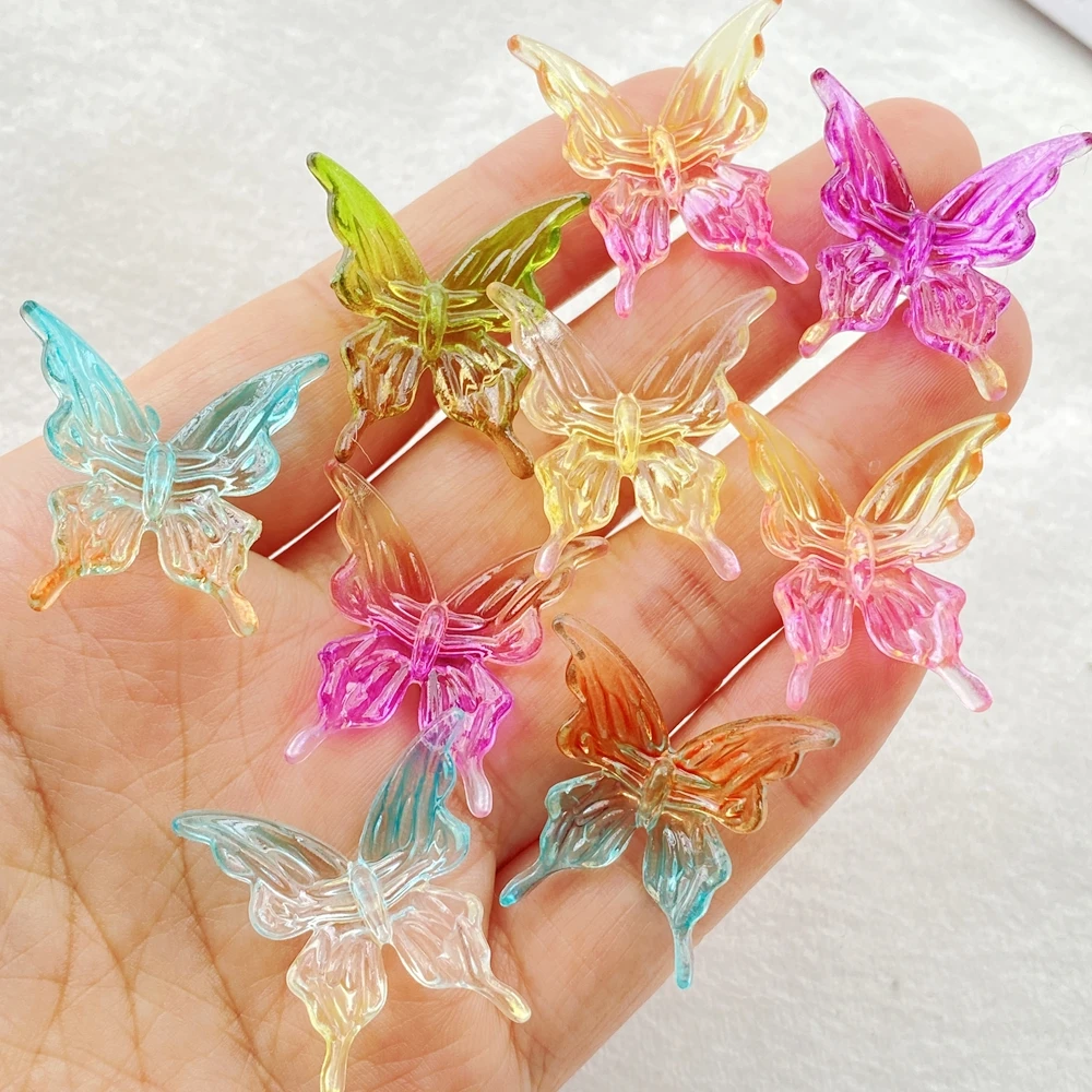 10Pcs Cute Cartoon Colorful Butterflies Flatback Resin Scrapbooking Crafts Fit Phone Case Decoration DIY Hair Bows Accessories