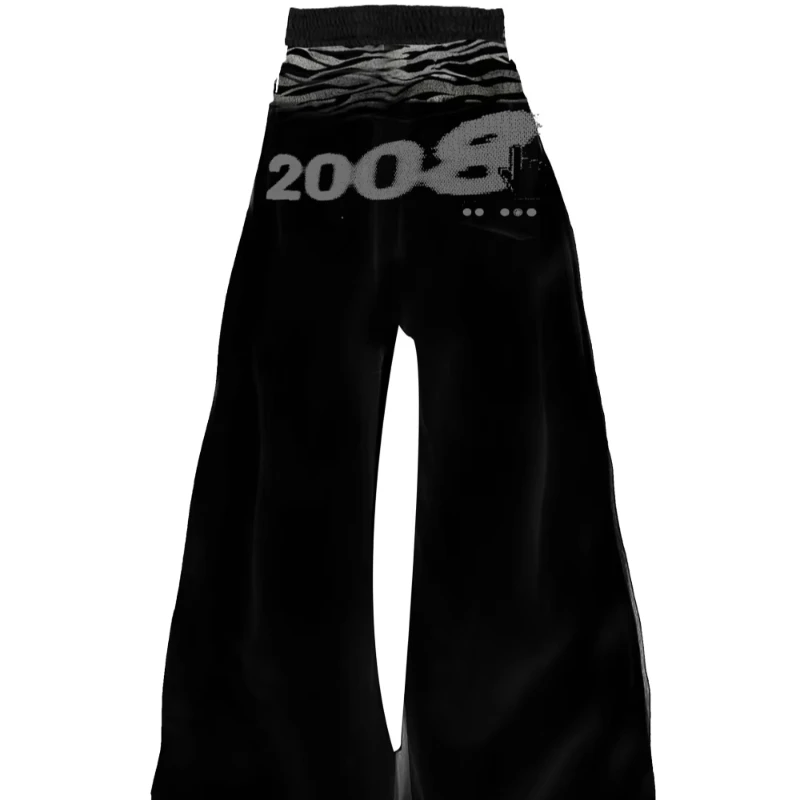 2026 New Korean Retro Color Blocked Loose Casual Pants Dark Gothic Street Punk Rock Fashion Ins Personalized Letter Print Woman