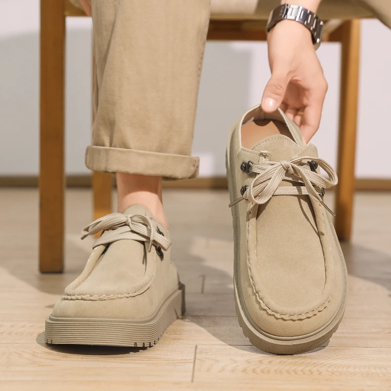 Platform Mules Men Backless Loafers Slipper Thick-soled Half Shoes For Man Closed Toe Slide Sandals Open-back Casual Boat Shoes