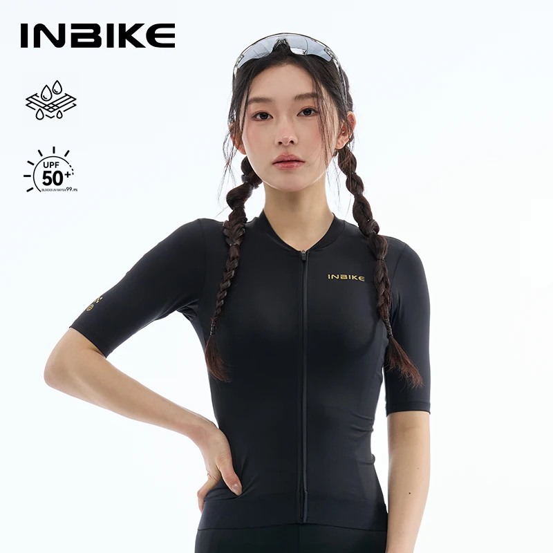 

INBIKE Cycling Jersey Women Quick Drying Breathable Cycling T-Shirt Summer Outdoor Road Bicycle Short Sleeves With 3 Rear Pocket