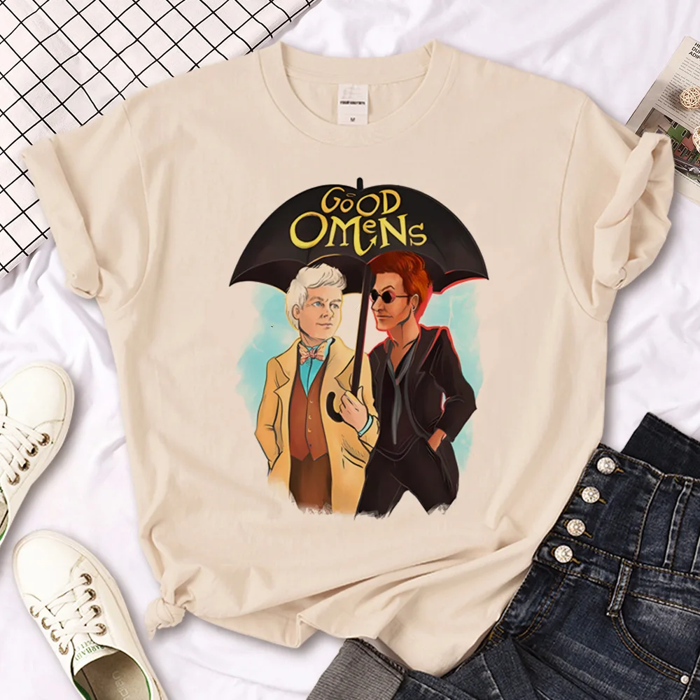 Good Omens t-shirts women manga graphic tshirt girl streetwear harajuku clothing