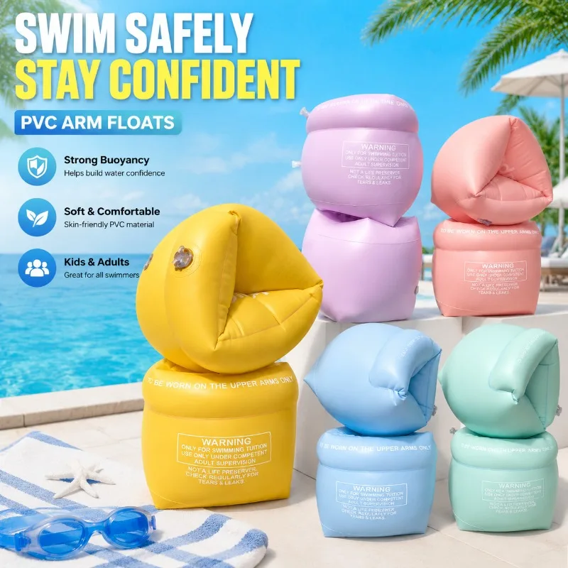 PVC Arm Floats Swim Training Water Wings Buoyancy Aids for Kids Adults Pool Swimming