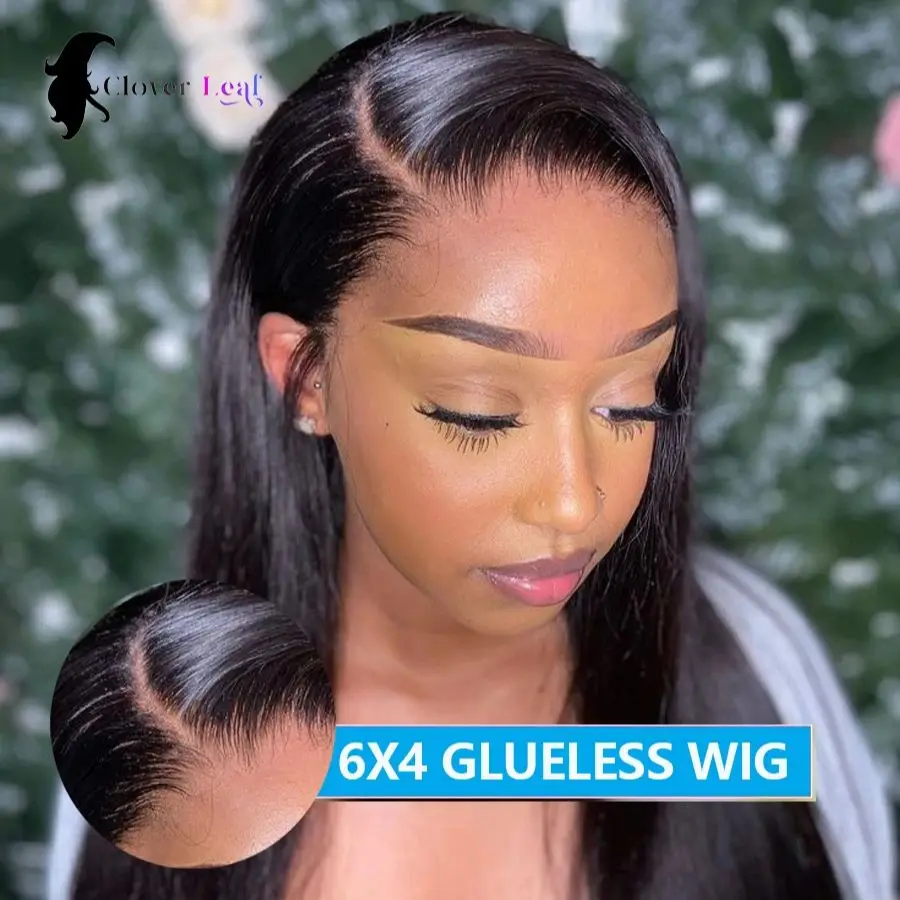 

28 30 Inch 6x4 Glueless Wig Human Hair Ready To Wear Straight Glueless Lace Wig Pre-Plucked Top Brazilian Closure Wig Human Hair