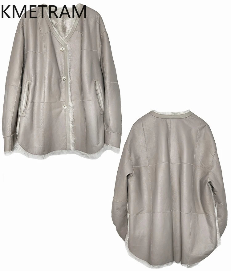 Natuurlijke Wol Schapenvacht Dubbelzijdig Bontjas Vrouw Luxe Omkeerbare Echte Bontjas Hoge Kwaliteit Winterkleding 2025, Fourrure