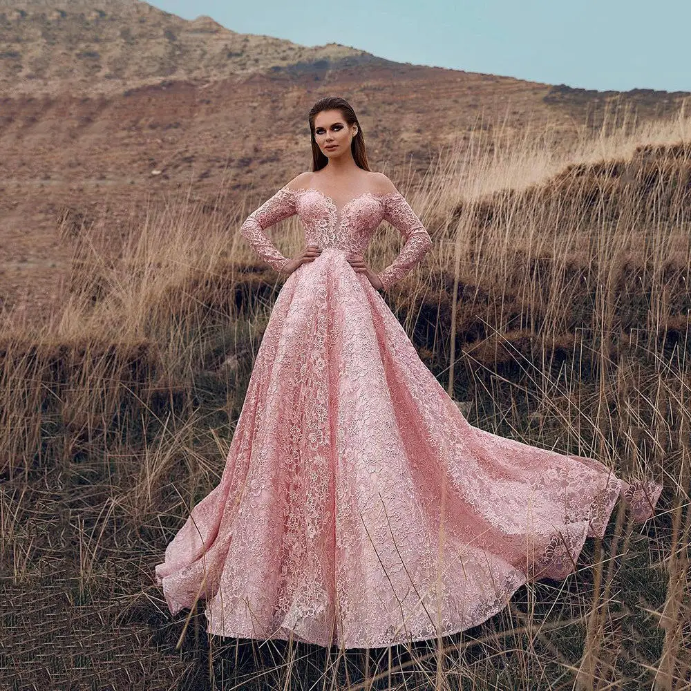 Sexy scava fuori pizzo ricamo oulder damigella d'onore Dr donna lunga Dr a vita media tessuto in poliestere primavera 2025