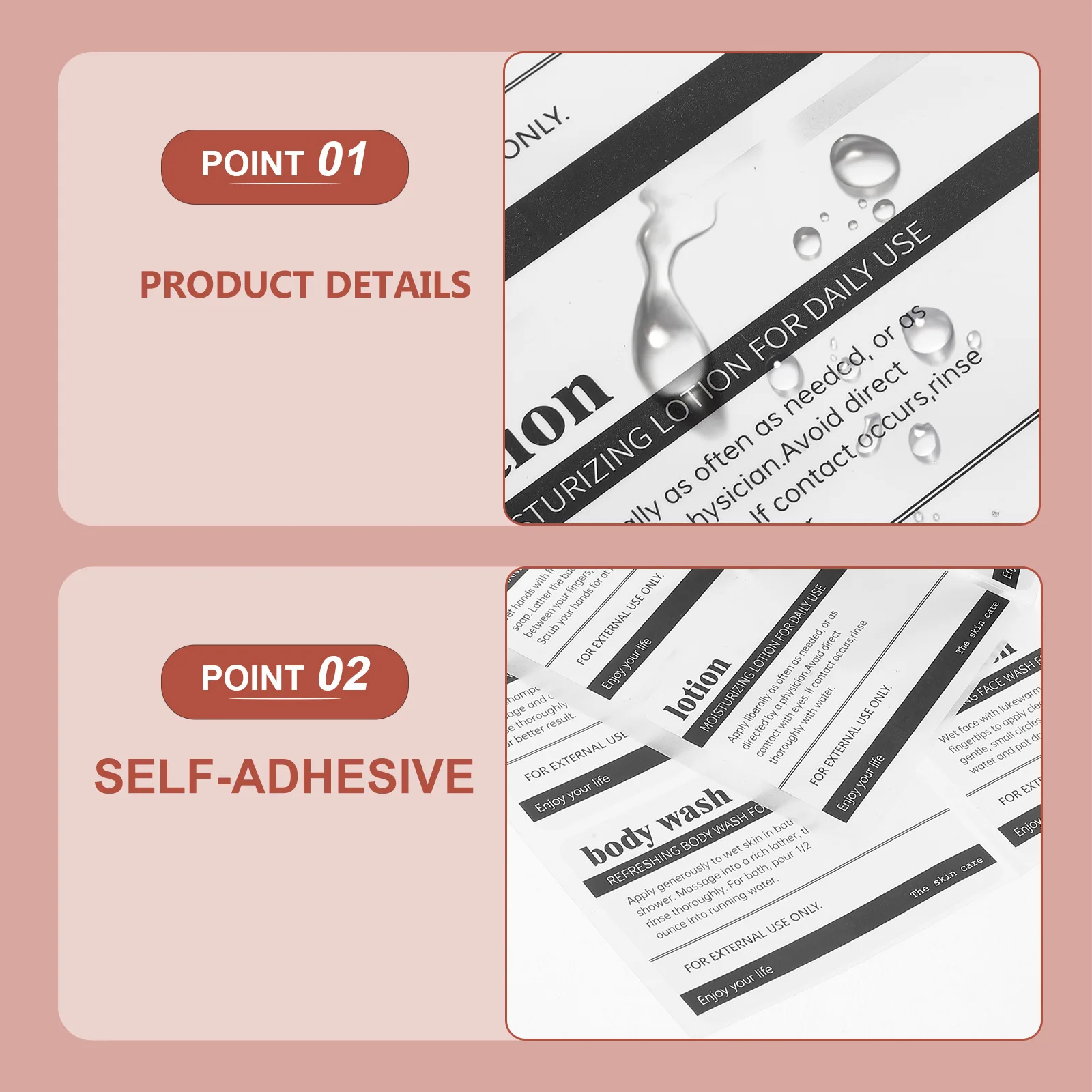 

8 Sheets Bathroom Stickers Adhesive Labels Skincare Products Label Stickers for Bottles Toiletries Organization