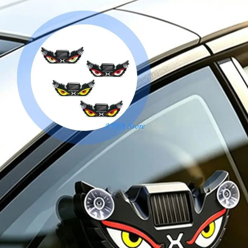 U13C Automotive Window Accent Light, Blinking Eye LEDs with Solar and USB Charging, Two Suction Cups for Parked Display