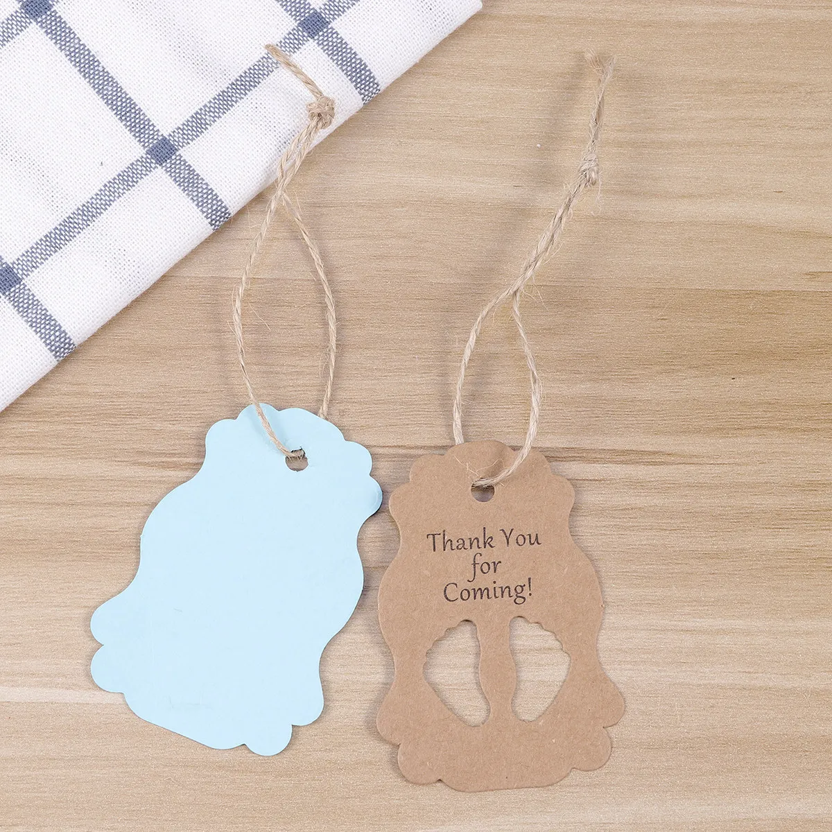 50pcs Kraft Paper Thank You Tags – Feet Shape Pendant Gift Tags for Shower Favors, Wrapping & DIY Decor