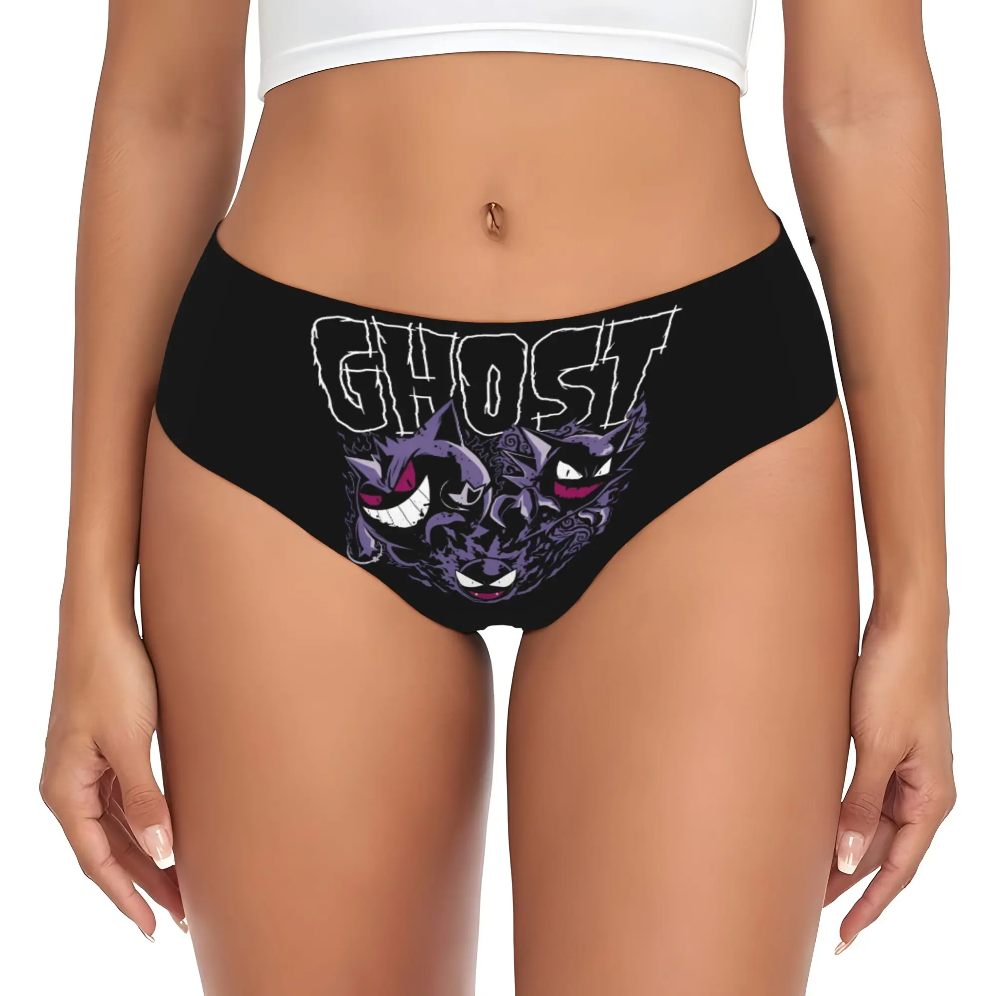 

Custom Pokemoned Gengars Brief Panties Women Breathable Stretch Magic Cartoon Ghost Underwear