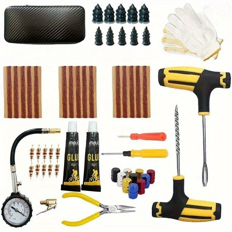 

Профессиональный набор для ремонта автомобильных шин - Прочные резиновые полоски и сильный клей - Аварийное решение для ремонта автомобилей/мотоциклов/велосипедов на дороге