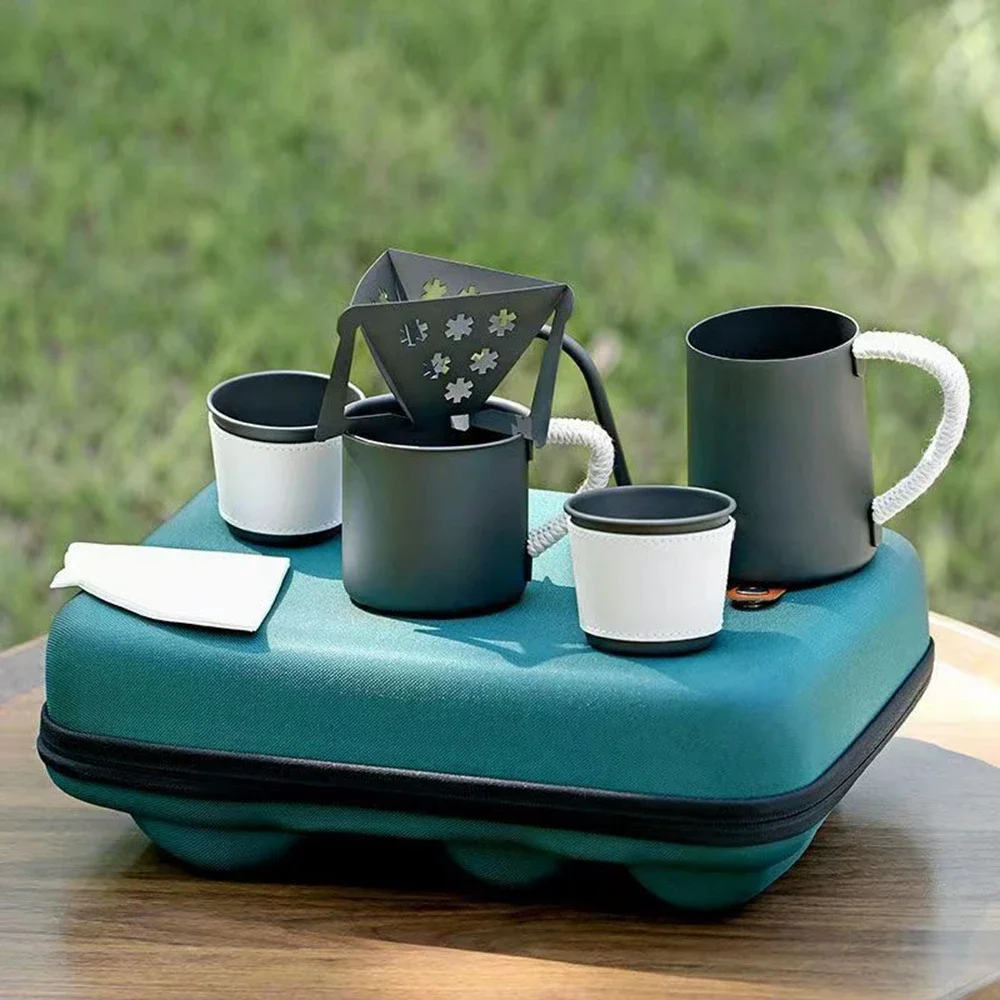 

Outdoor Coffee Set Camping Hand Drip Coffee Set Portable Specialized Barista Kit Accessoires Caf Pot Cup Trip Storage Bag