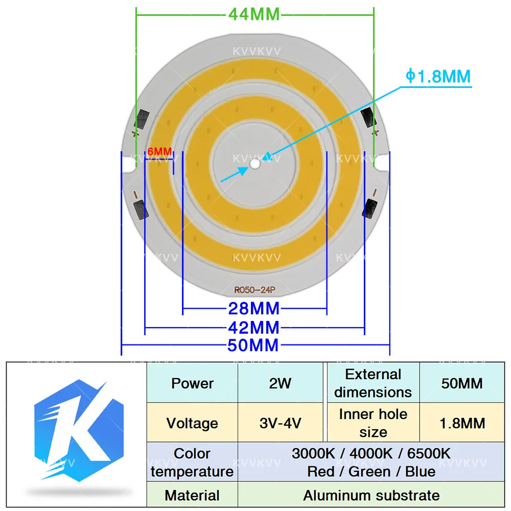 3V 4V Round COB LED Lamp Parts 3.7V Bulb for DIY Work Lights House 50mm Aquarium Circular Cold White Decor DIY Lighting Diameter