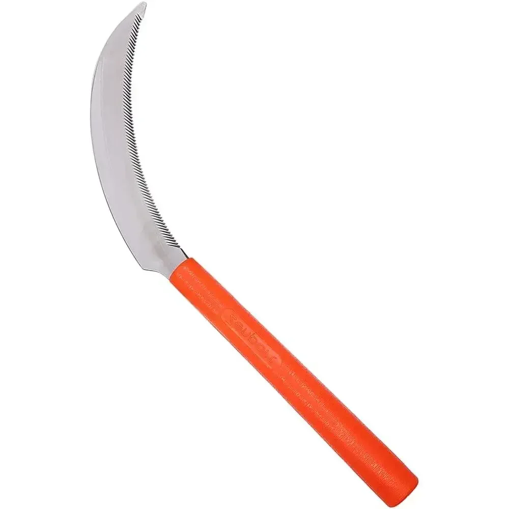 6.5-Inch Stainless Steel Harvest Sickle with Light Serration and Plastic Handle - 12 Pack Orange